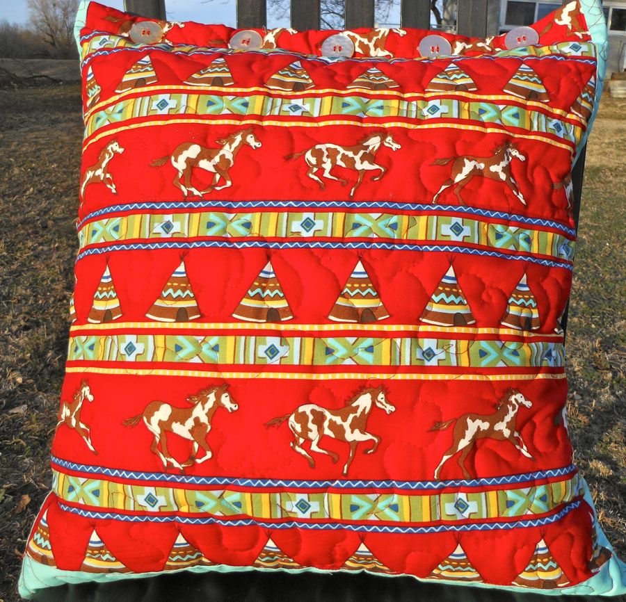 Christmas Red Paint Horse Pillow